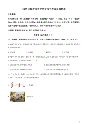 2023年山東省臨沂市中考物理試題（原卷版）.docx