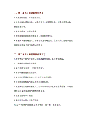 初中復習專題：化學易錯知識點匯總.docx