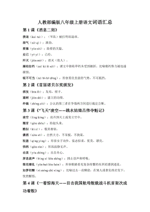 人教部編版八年級上冊語文詞語匯總.docx