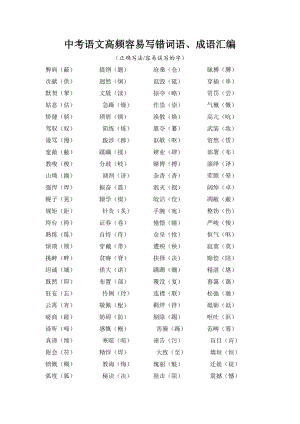 中考語文高頻容易寫錯詞語、成語匯編.docx