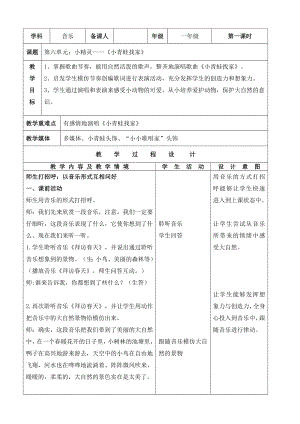 人教版一年級上冊音樂唱歌小青蛙找家-教案（區綺老師公開課）.doc