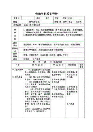 人教版一年級(jí)下冊(cè)音樂 欣賞　春天音樂會(huì)-教案（陳老師公開課）.doc