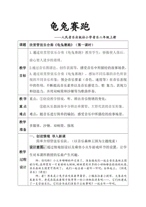 人教版二年級上冊音樂欣賞龜兔賽跑-教案設計（覃曉老師公開課）.docx