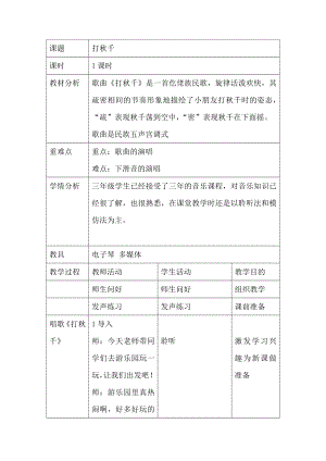 人教版三年級(jí)下冊(cè)音樂(lè)打秋千-教案（李老師公開(kāi)課）.doc