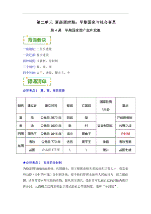 早期國(guó)家與社會(huì)變革——2023-2024學(xué)年七年級(jí)歷史上冊(cè)單元速記巧練（部編版）.docx