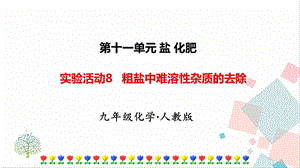 人教版九年級下冊化學實驗活動8粗鹽中難溶性雜質的去除課件.ppt