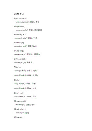 新目標(biāo)九年級(jí)英語Units 1-14詞匯擴(kuò)展.docx