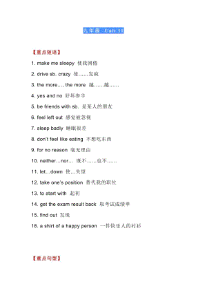 人教版英語九年級Unit11學習重點.docx