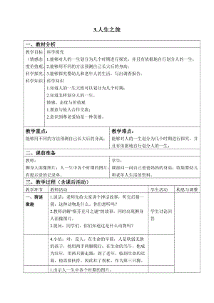 蘇教版六年級(jí)下冊(cè)科學(xué)1.3人生之旅教案設(shè)計(jì).doc