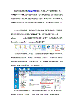 軟件提示找不到sentinel鎖的解決方法.docx