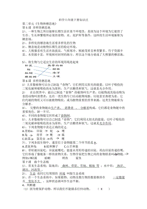 蘇教版六年級下冊科學第二單元生物和棲息地知識點.docx