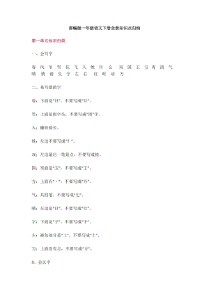 人教部編版一年級下冊語文知識點歸納（全冊共16頁）.doc