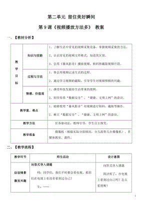 青島版第二冊信息技術第9課視頻播放方法多教案.docx
