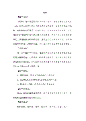 人教鄂教版二年級下冊科學(xué)3.7 螞蟻-教案3.docx