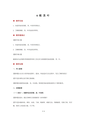 人教鄂教版三年級下冊科學6根莖葉示范教案1.docx