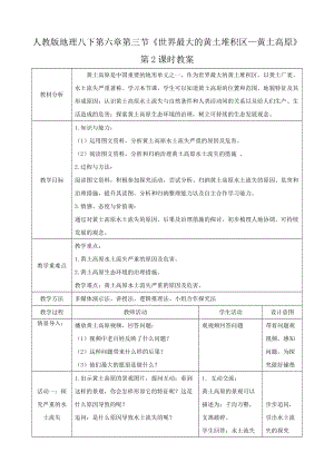 人教版八下地理6.3.2《世界最大的黃土堆積區(qū)—黃土高原》第2課時教案.docx