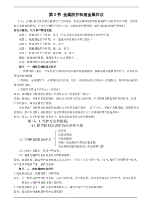 滬教版九年級(jí)化學(xué)第3節(jié) 金屬防護(hù)和廢金屬回收-教案.doc