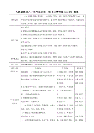 人教版八下地理6.1自然特征與農(nóng)業(yè)教案.docx