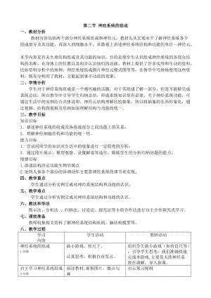 人教版七下生物6.2神經(jīng)系統(tǒng)的組成教案（魏老師公開(kāi)課資料）.docx