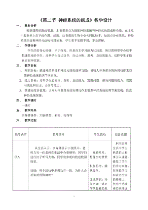 人教版七下生物6.2神經(jīng)系統(tǒng)的組成教案（王老師公開(kāi)課資料）.doc