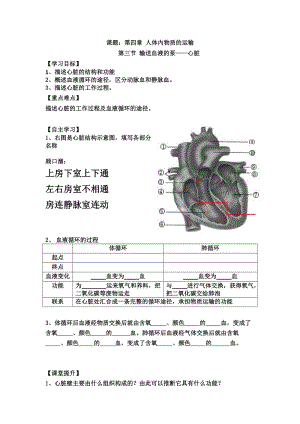 人教版七下生物4.3《輸送血液的泵──心臟》教案（楊老師公開課資源）.doc