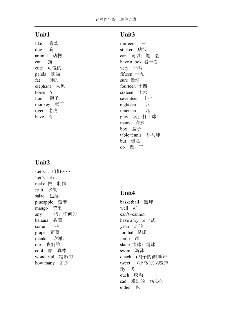 譯林版四年級上冊英語課文音頻+單詞朗讀mp3（全冊聽力打包）.rar
