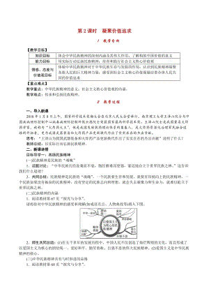 人教部編版九上道德與法治3.5第2課時 凝聚價值追求_教案.doc
