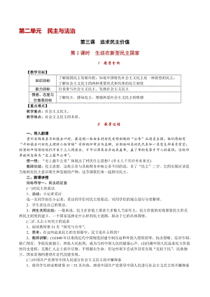 人教部編版九上道德與法治2.3第1課時生活在新型民主國家_教案.doc