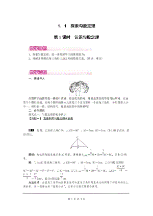 北師大版八上數學1.1第1課時認識勾股定理1_教案.doc