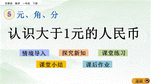 蘇教版一年級下冊數(shù)學5.2 認識大于1元的人民幣_教學課件.pptx
