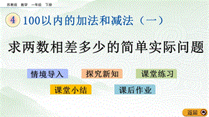 蘇教版一年級下冊數(shù)學4.12 求兩數(shù)相差多少的簡單實際問題_教學課件.pptx