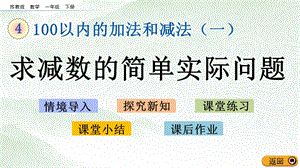 蘇教版一年級下冊數學4.8 求減數的簡單實際問題_教學課件.pptx