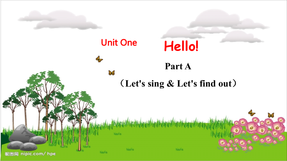 人教PEP版三上英語Unit 1 Part A Let's sing&Let's find out》教學課件.rar