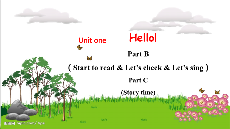 人教PEP版三上英語Unit 1 Part B Start to read&Let's check&Let's sing&Part C Story time》教學課件.rar