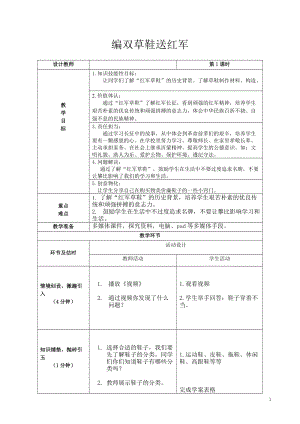 活動設計—勞技領域 主題15《編雙草鞋送紅軍》第1課時【教案】.doc