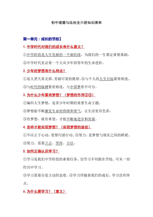 初中道德與法治（全六冊）知識清單（共50頁）.docx