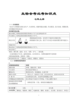 濟南版初中生物知識點大全（總21頁）.doc