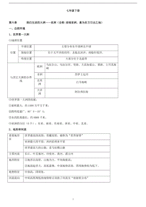 人教版七年級下冊地理知識點總結（全冊共19頁）.pdf