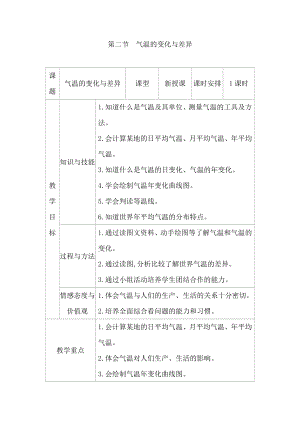 商務星球版七上地理4.2氣溫的變化與差異教案.docx