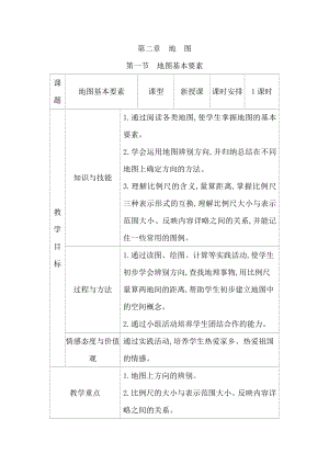 商務星球版七上地理2.1地圖基本要素教案.docx