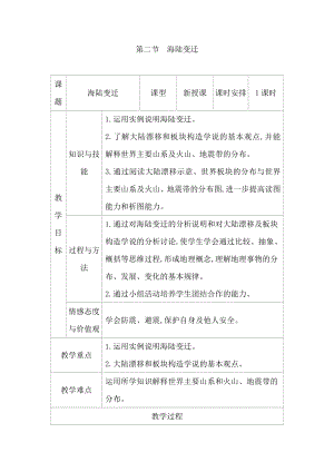 商務星球版七上地理3.2海陸變遷教案.docx