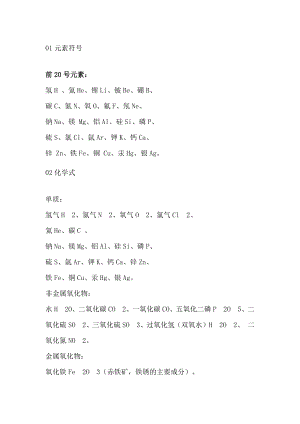 初三化學常考“元素符號”和“化學式”.docx