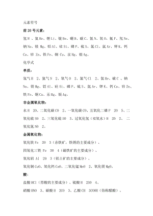 初中化學需要記住的元素符號和化學式.docx