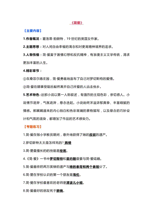 初中語文名著必考考點整理知識點+練習題.docx