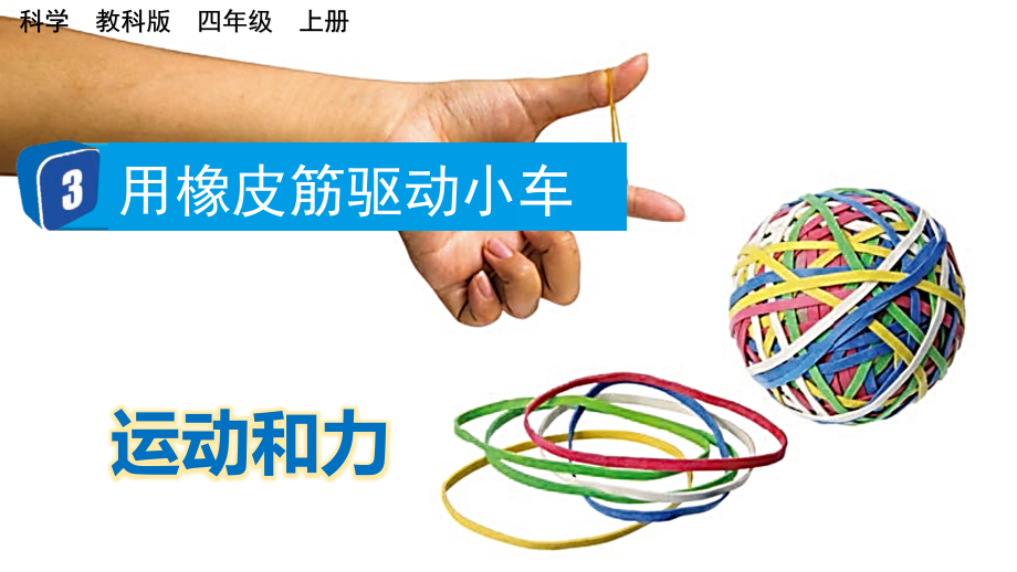 教科版四上科學3.3用橡皮筋驅動小車課件含視頻素材.rar