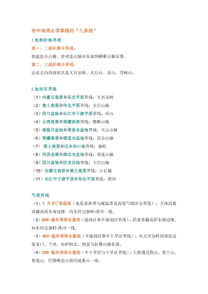 初中地理必須掌握的“九條線”.docx