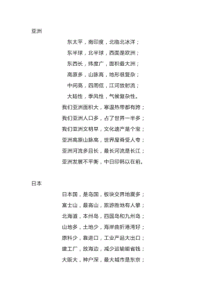 七年級地理下冊記憶口訣匯總.docx