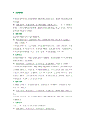 初中語(yǔ)文考試詩(shī)詞鑒賞常考表現(xiàn)手法匯總.docx