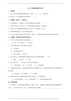 粵科版六上科學(xué)4.21自然的選擇練習(xí)題含答案.doc