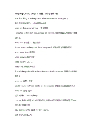 初中英語(yǔ)1600詞匯詳解-K.docx